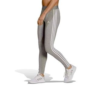 Adidas Women's 3 Stripes Tight Fit Elastic Waist Legging Heather/White